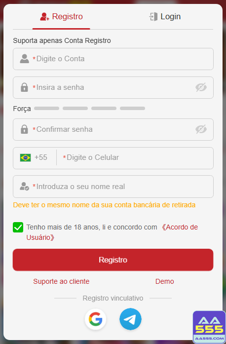 Experiência de Jogos aa555.com